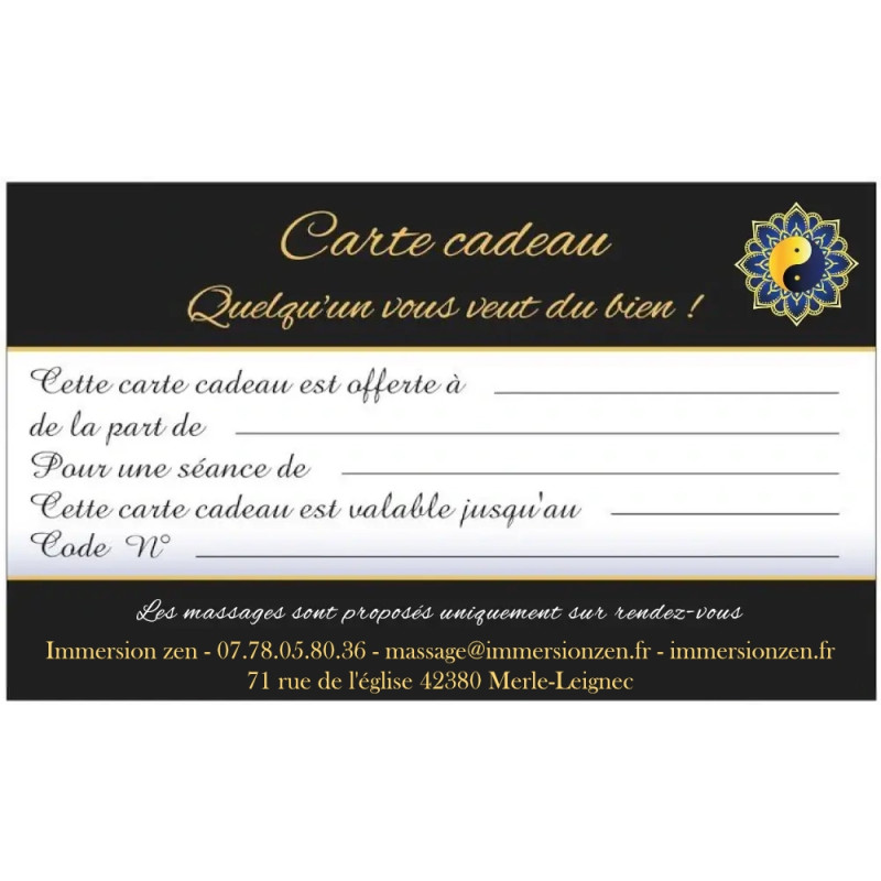 Carte cadeau massage bien-être 2h